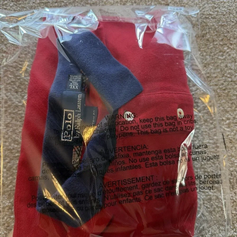 Polo Ralph Lauren Big Pony Men's XXL Solid Red/Blue Short Sleeve Polo Shirt READ